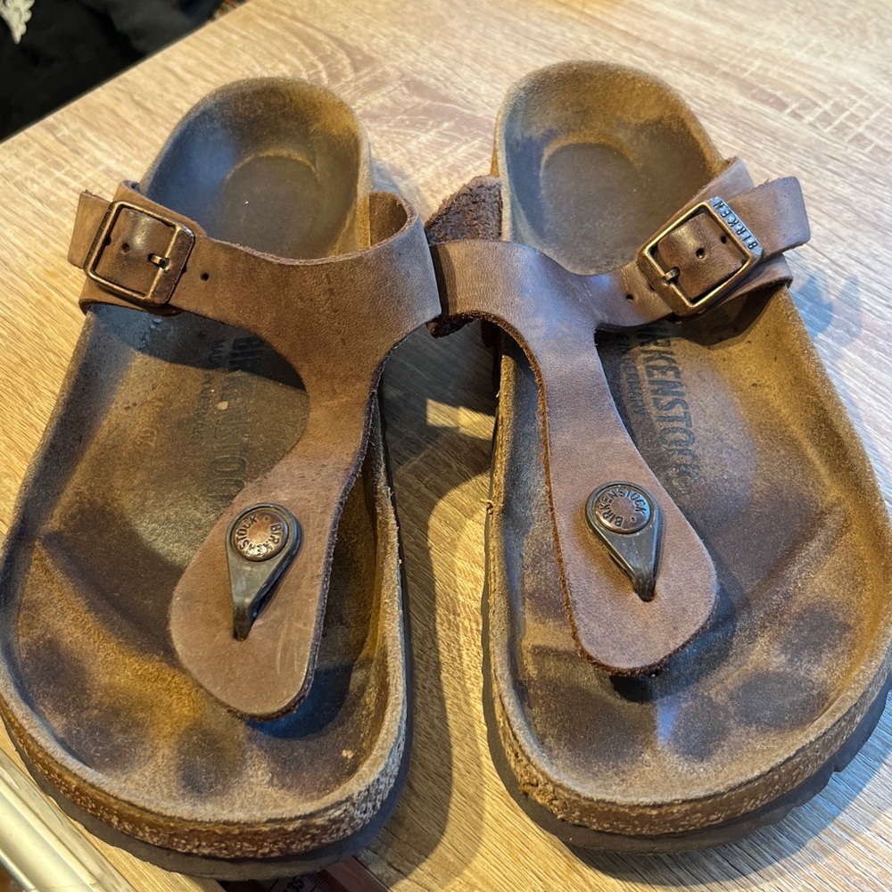 Birkenstock Brown Leather Thong Sandals